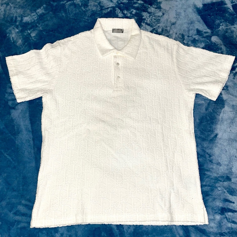 Dior (monogram) Off-White Terry Cotton Jacquard Polo